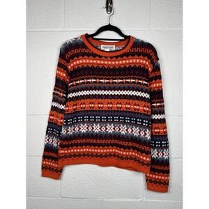 Vintage Private Eyes Fair Isle Sweater Women's M USA 80s 90s Fall Cozy Knit